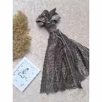 شال نخی خاکستری خاکی راه راهی دور دوزی سینگر ابعاد 75 در 196 ارسال رایگان
