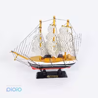 ماکت کشتی بادبانی چوبی دکوری بدنه رنگی
