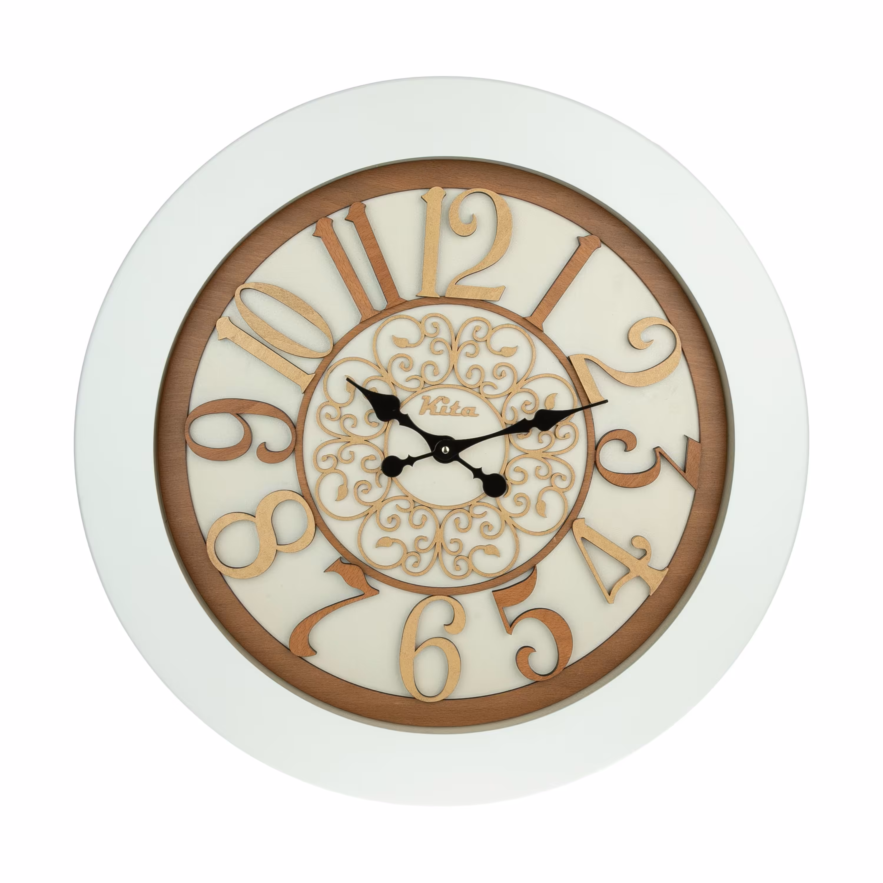 ساعت دیواری تمام چوب مدل کیتا رویال کد CKS 623-W80 - (قطر 80 cm)