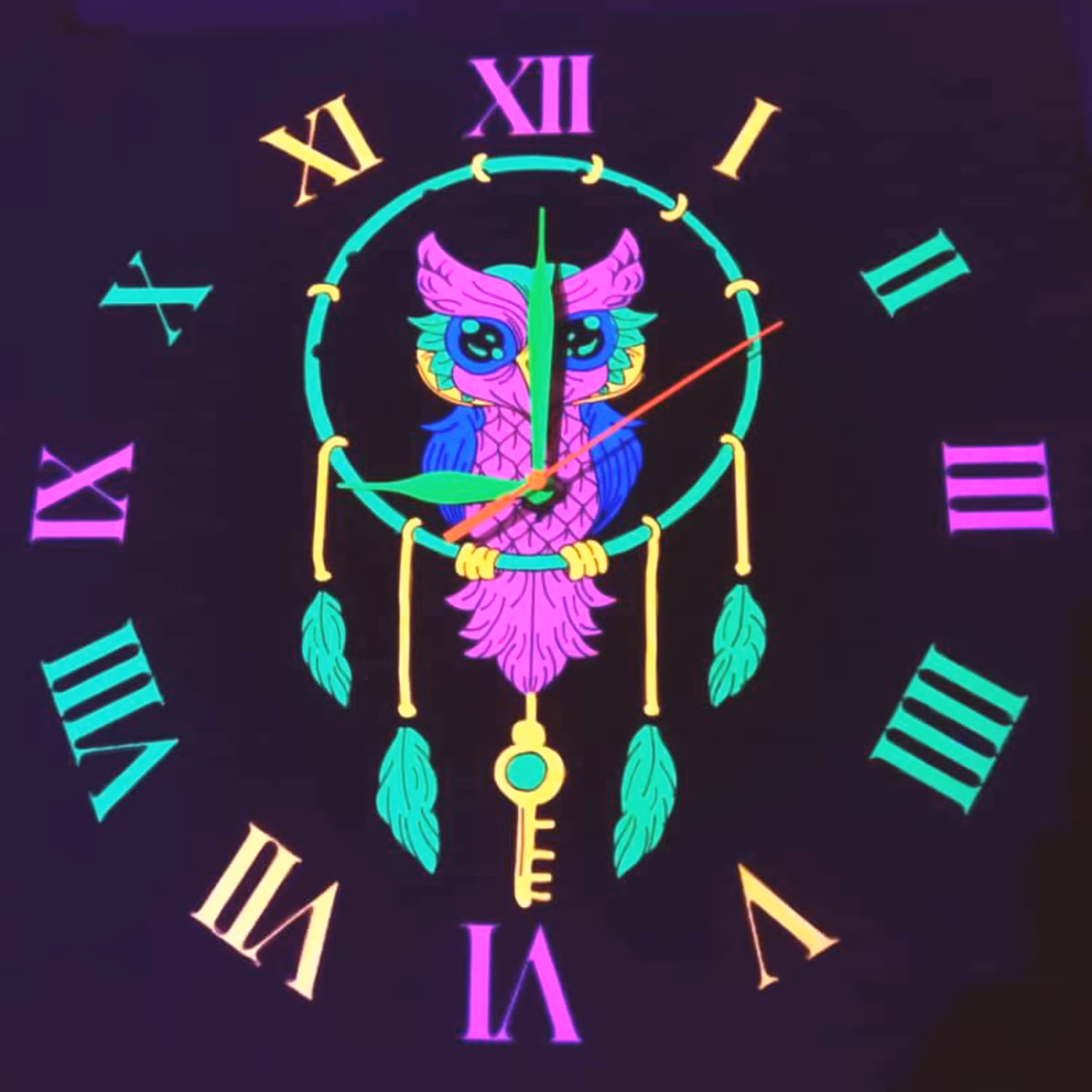 ساعت دیواری بلک لایت طرح جغد سایز 50در50 سانتیمتر Blacklight