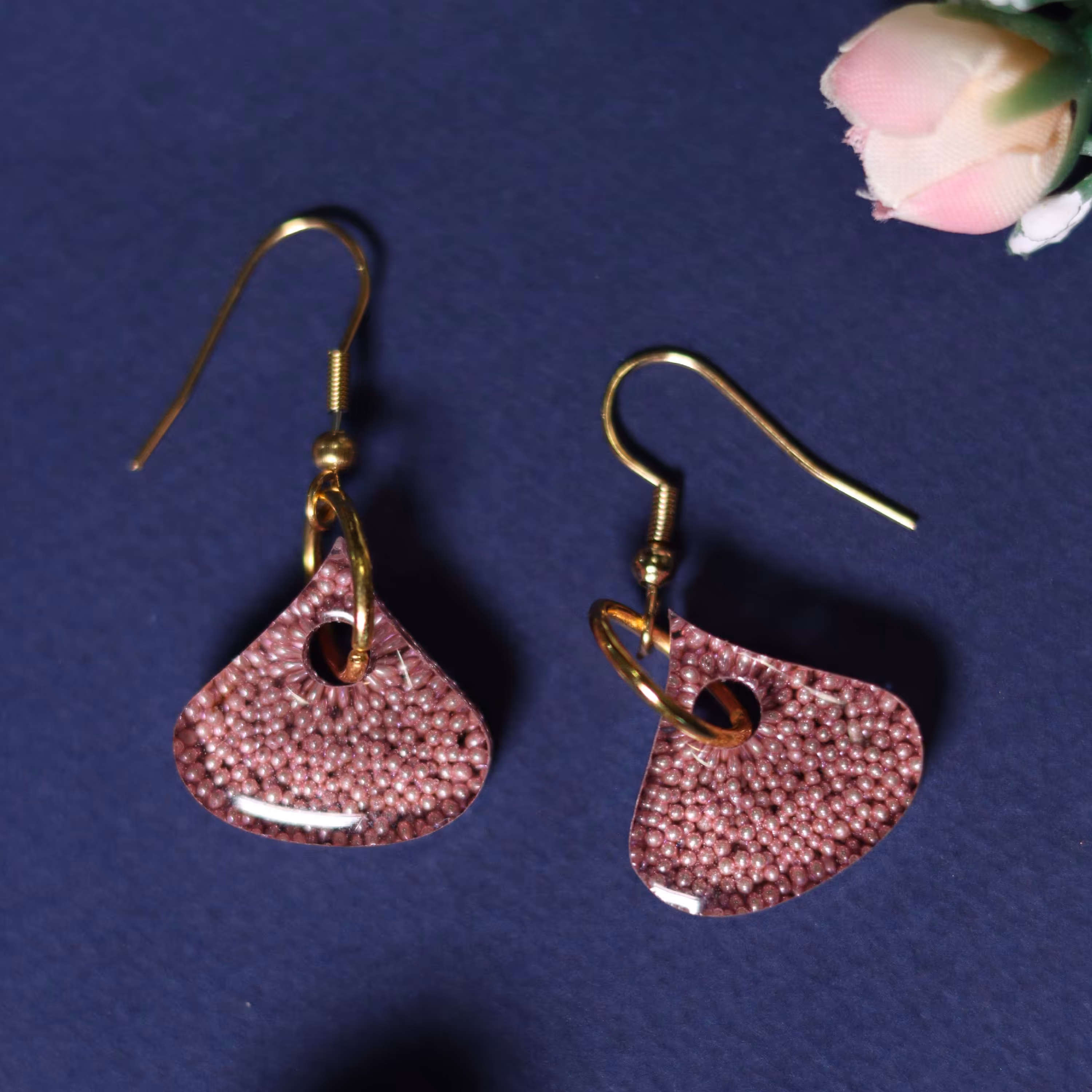 گوشواره مدرن صورتی حلقه استیل 1