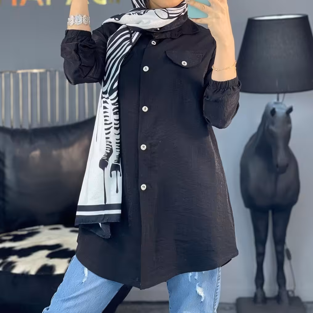 مانتو زنانه تابستانه جنس بابوس قد 90 سایز 38 تا 46 رنگ مشکی