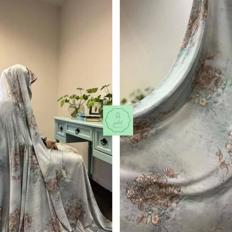 چادر مجلسی سیلک استات بسیار نرم و لطیف رنگ سدری روشن