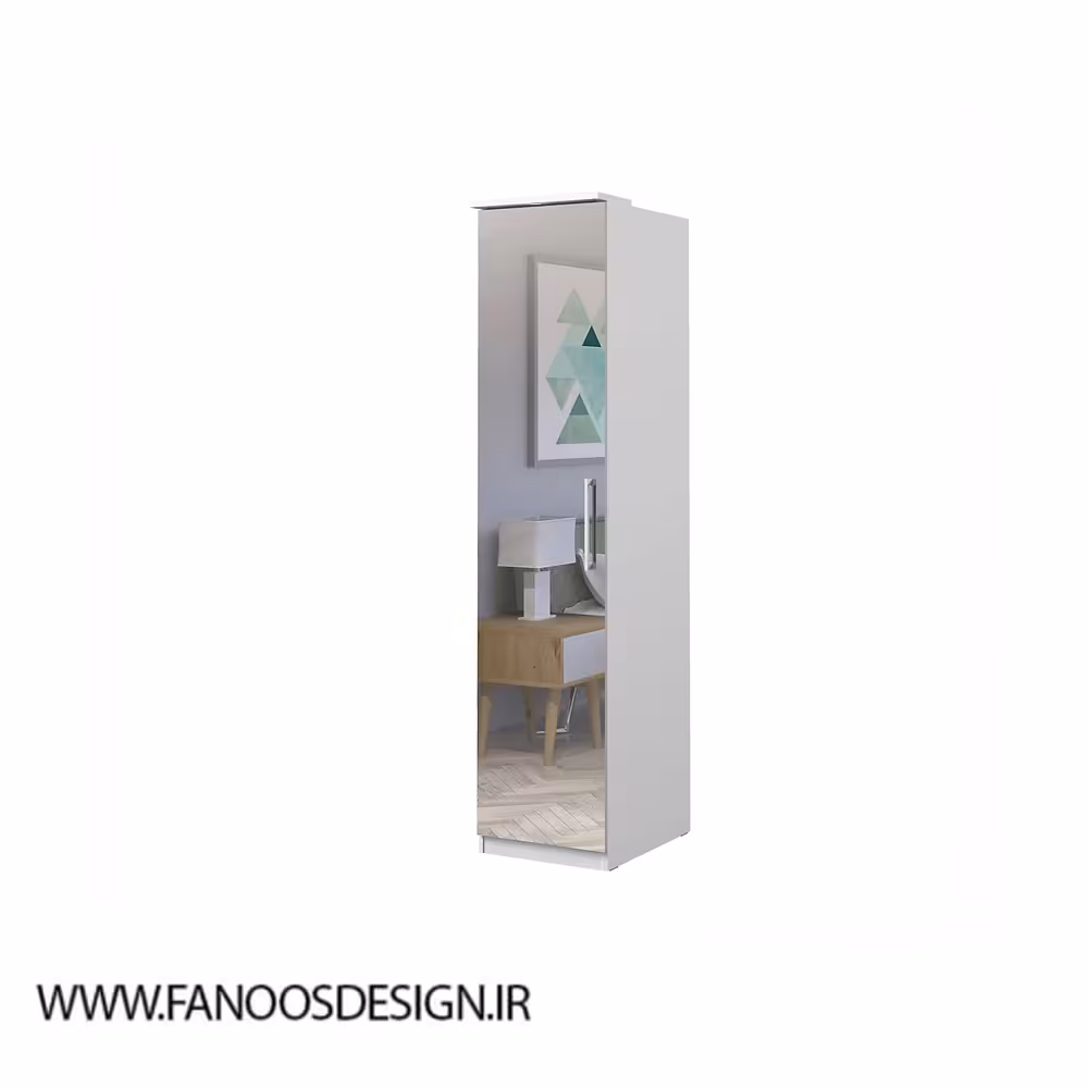 کمد لباس درب لولایی 1 درب  آینه ای سایز 217*45*63 کد 1185