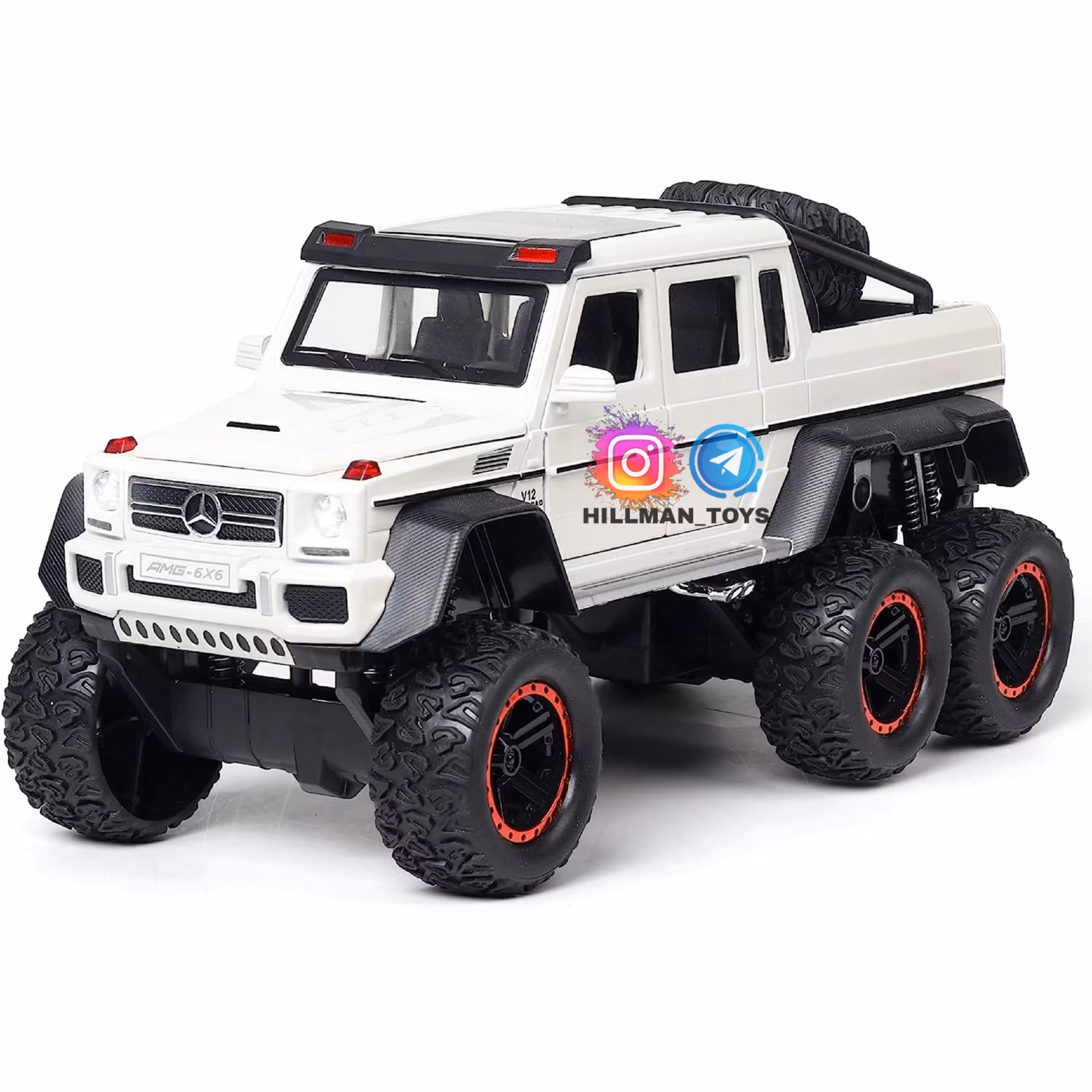 ماکت ماشین فلزی بنز 6 چرخ عقب کش،موزیکال،چراغدار مقیاس 1-24