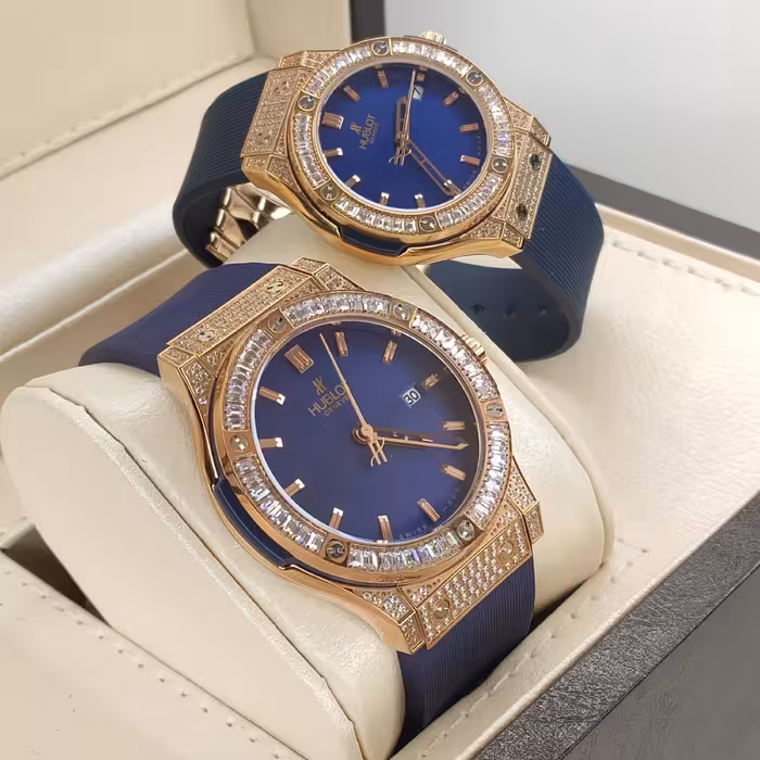 ست ساعت HUBLOT اصلی نگینی  بسیار زیبا ساخت کشور سوئیس 