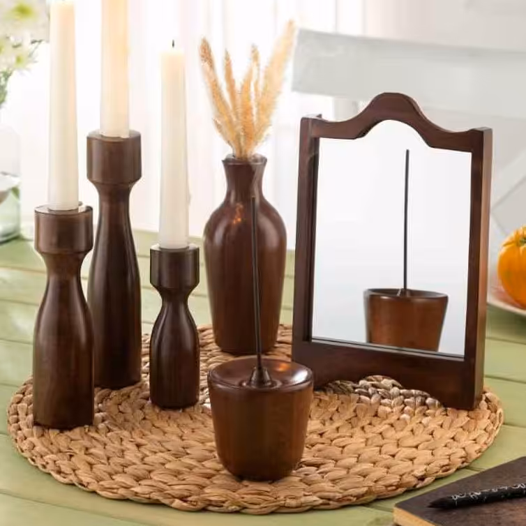 جاشمعی سه عددی چوبی