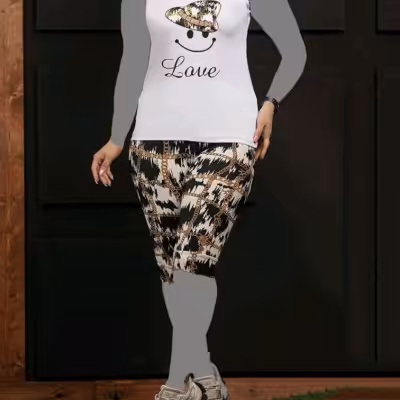 ست تاپ وشلوارک فلامنت سر شانه زنجیری