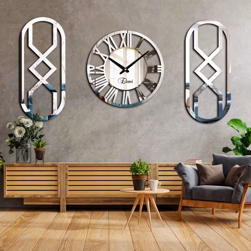 ساعت دیواری  مولتی استایل، کتیبه دار، سایز ساعت  50 سانت ، طول کتیبه 60 سانت