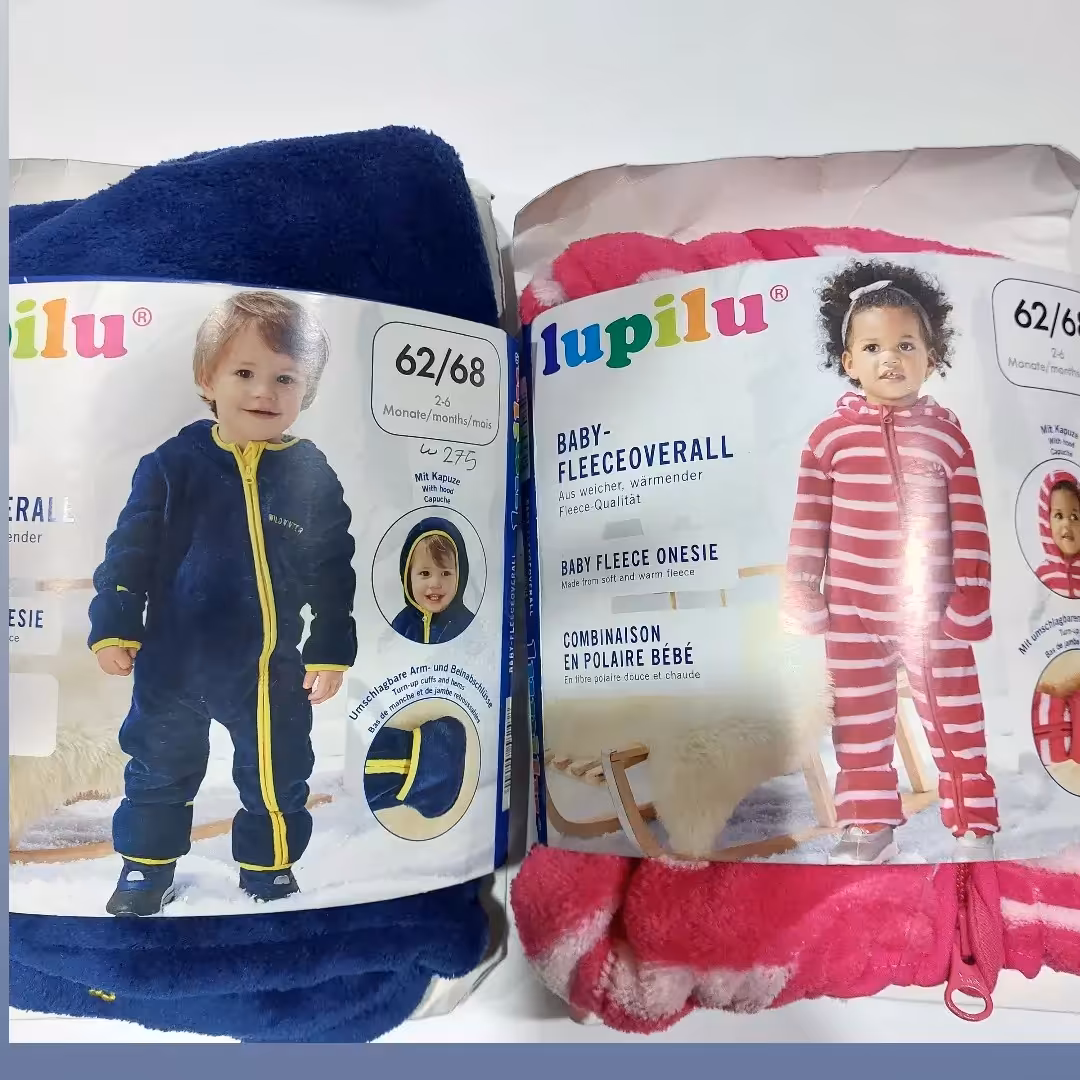 سرهمی نوزادی گرم  پولیشی  (رامپر)برند لوپیلو  آلمان 2 تا 12 ماه .صورتی و سرمه ای سایز 1  
