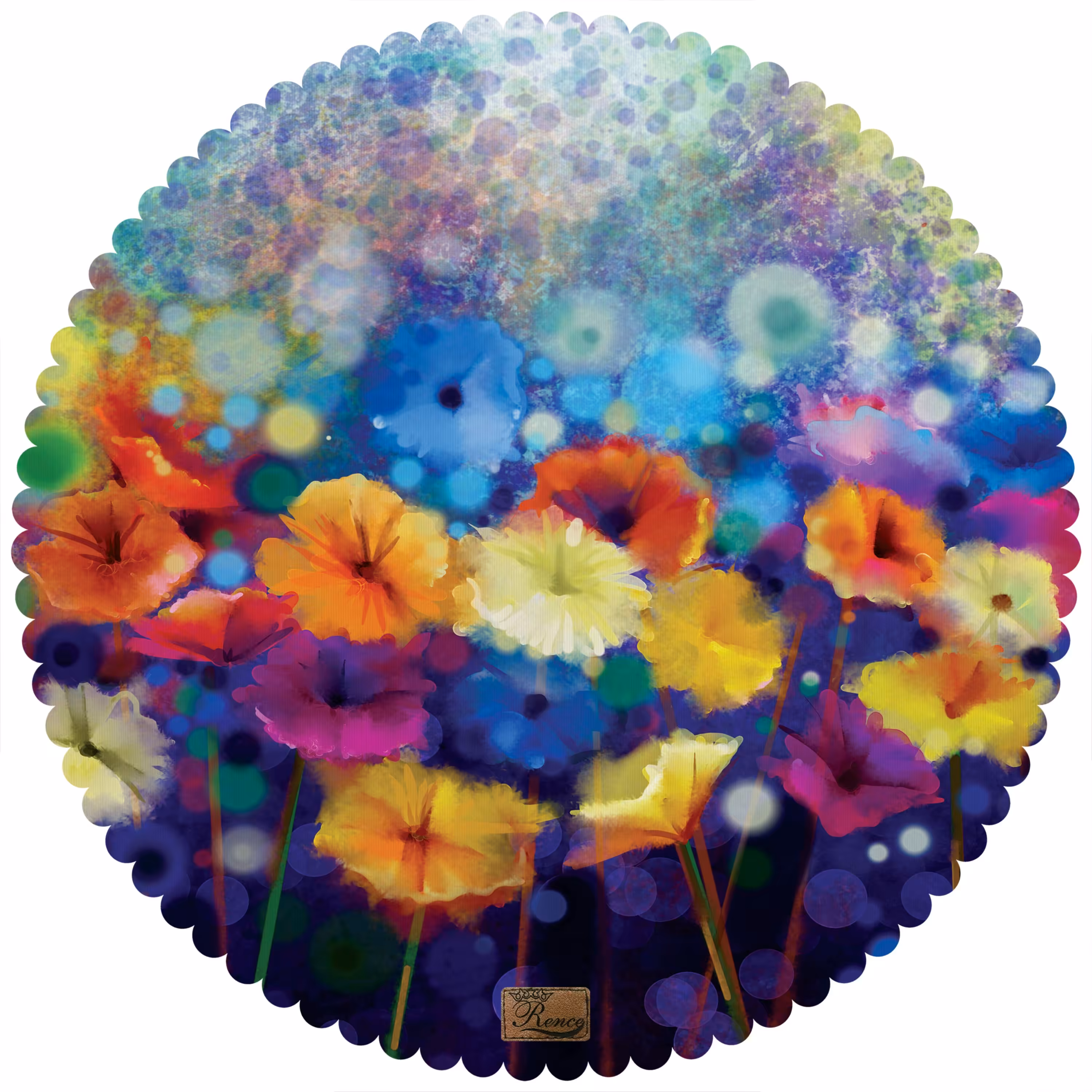  رومیزی مخمل طرح گل سایز 90 در 95 مدل T2-308 شرکت رنس