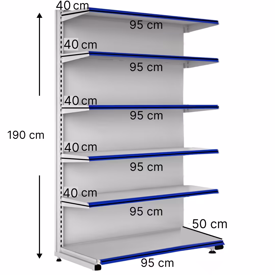 خرید و قیمت قفسه هایپری خودایست 6 طبقه 95x40 کف50 ارتفاع 190 - قفسه‌بندی وکیلی