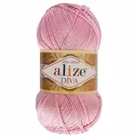 کاموا آلیز دیوا صورتی (بسته 5 عددی - 5 کلافی)(alize DIVA) (کاموا کتان ترک نازک مخصوص قلاب بافی)(100 گرمی - 350 متر)