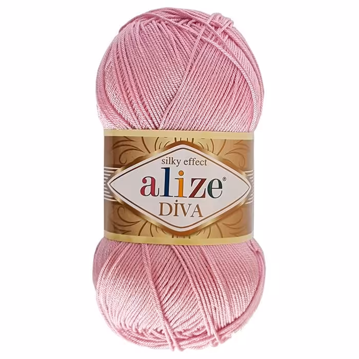 کاموا آلیز دیوا صورتی (بسته 5 عددی - 5 کلافی)(alize DIVA) (کاموا کتان ترک نازک مخصوص قلاب بافی)(100 گرمی - 350 متر)