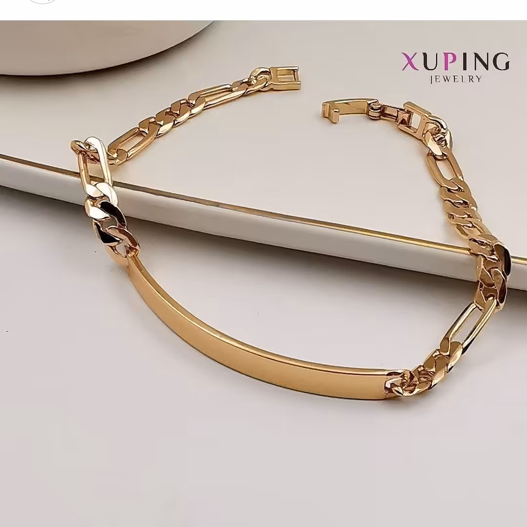 دستبندپلاک دارکارتیر یا آیدی برند ژوپینگ آبکاری طلا ضدحساسیت ورنگ ثابت شیک واسپرت وسبک