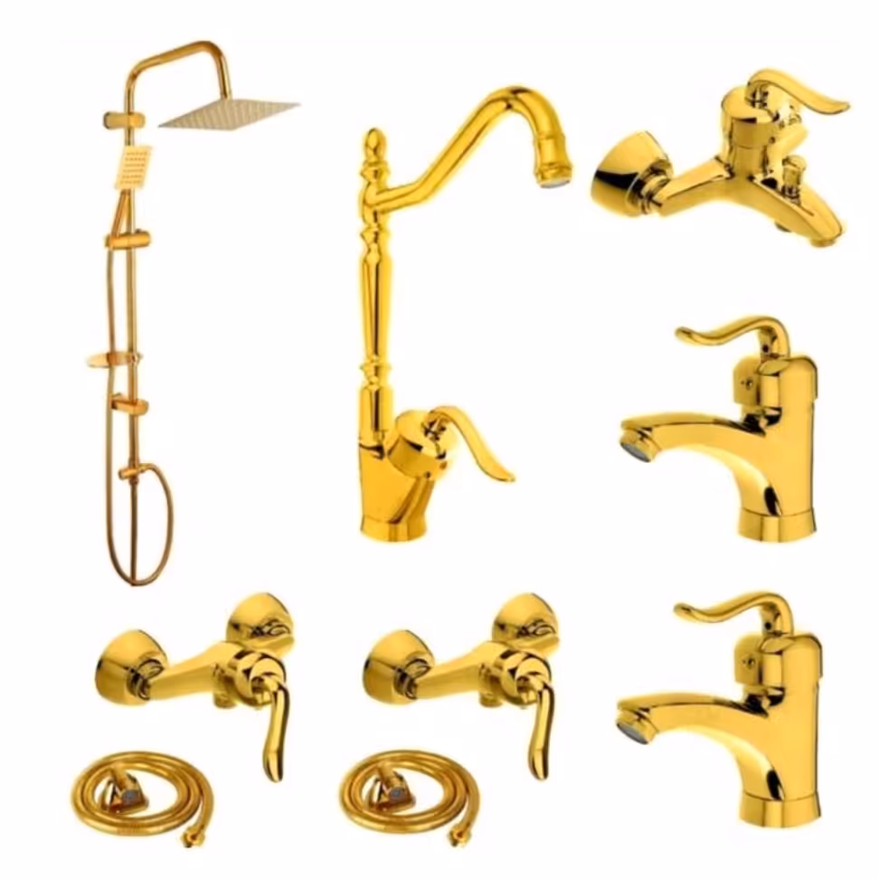 ست 9 تایی شیرآلات قاجاری طلایی