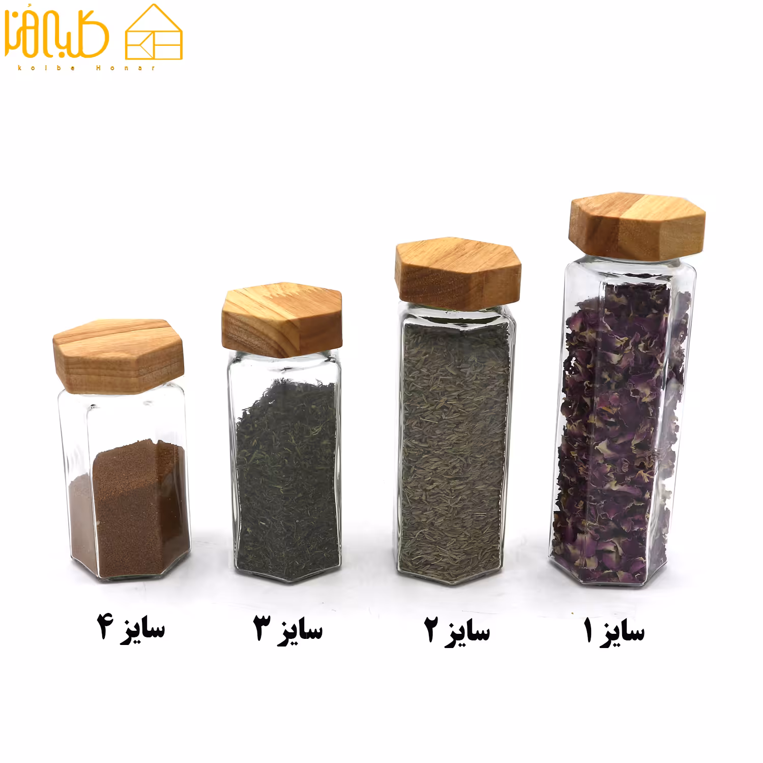 جا ادویه مکارتی درب چوبی 6 ضلعی