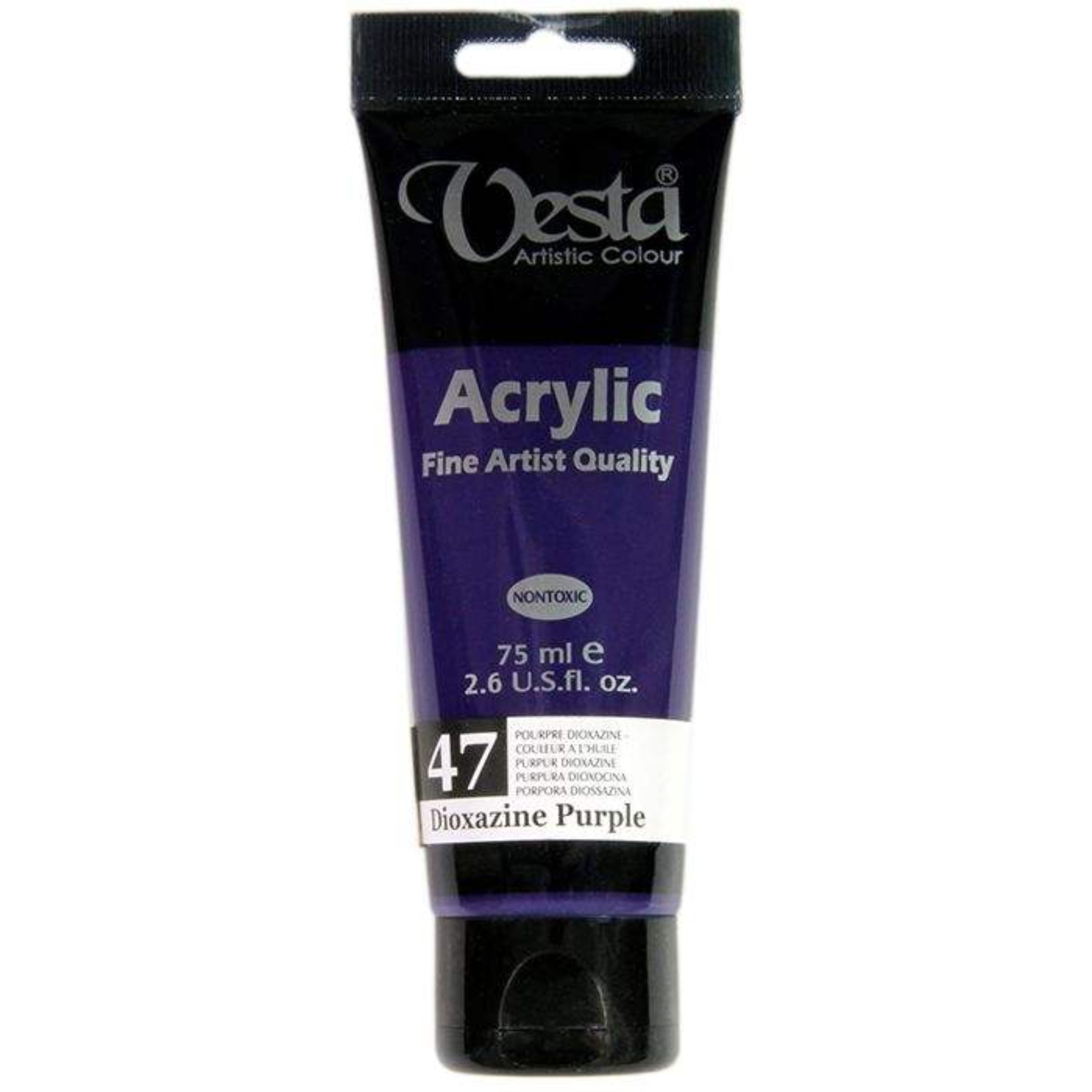 رنگ اکریلیک وستا مدل 47 Dioxazin Purple حجم 75 میلی لیتر