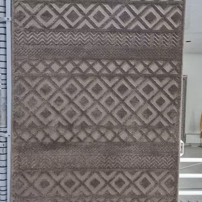 فرش پاتریس  فرش گلیم مدرن 400شانه طرح بارانک قهوه ای  سایزکناره یک دریک ونیم متر