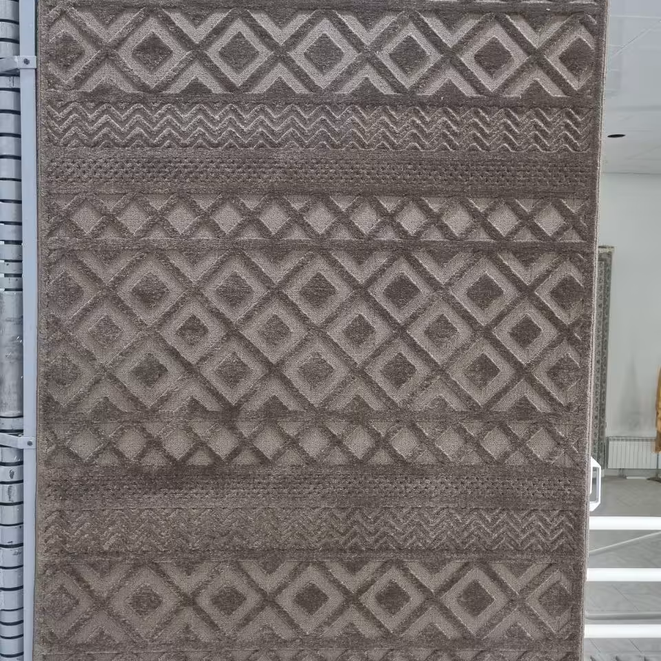 فرش پاتریس  فرش گلیم مدرن 400شانه طرح بارانک قهوه ای  سایزکناره یک دریک ونیم متر