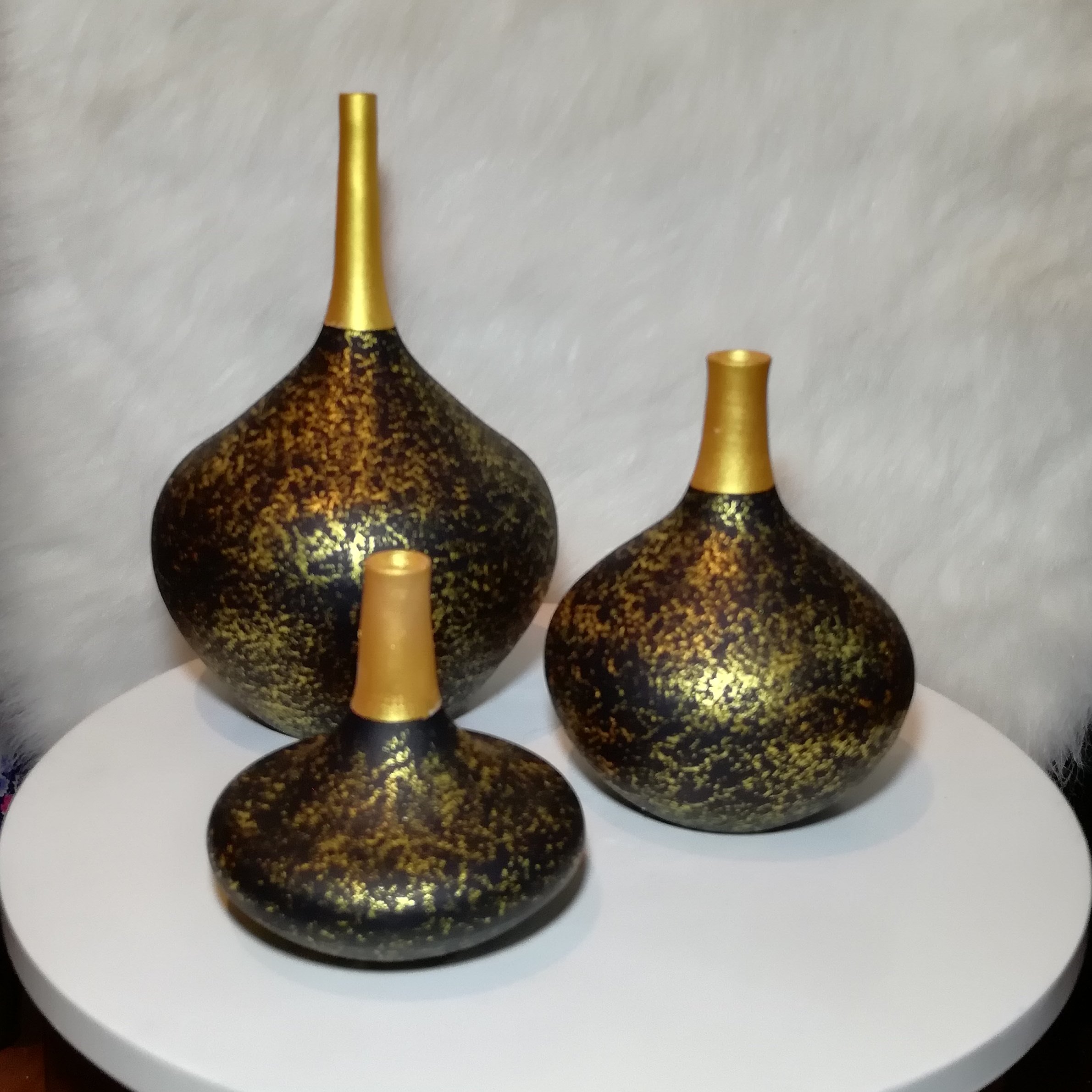 گلدان سفالی دکوراتیو آنتیک مدل سوزنی (ست سه تایی)