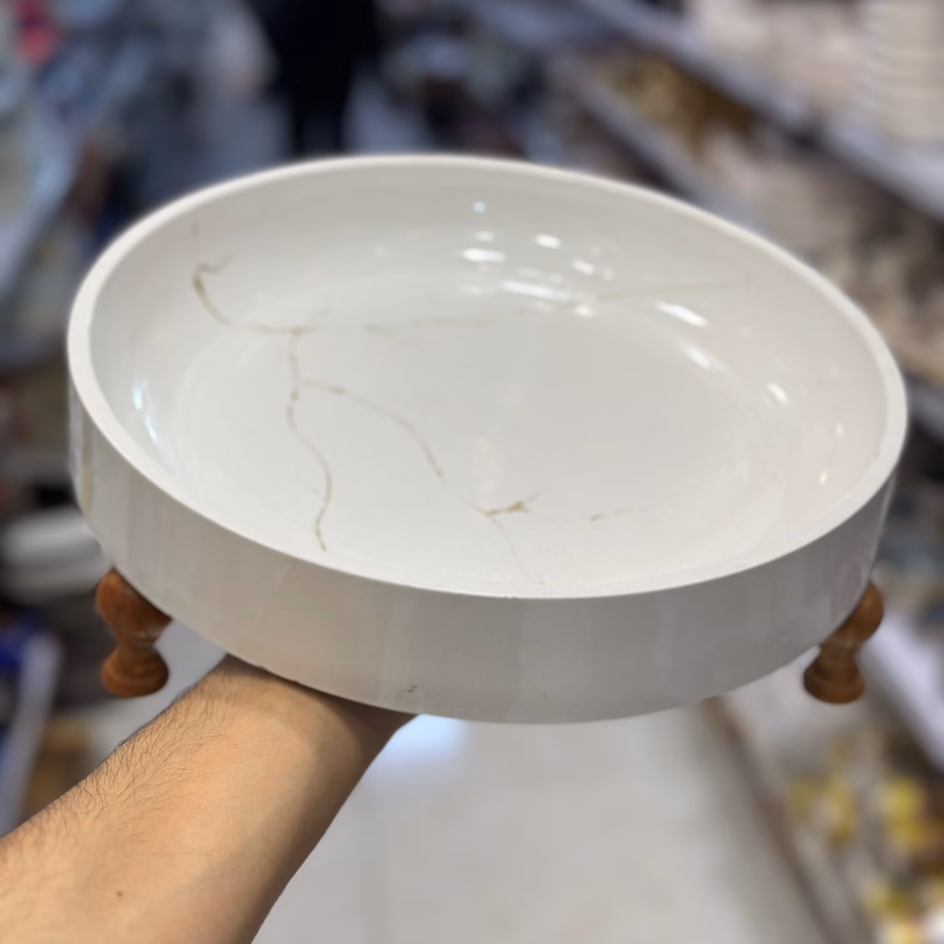 ظرف پذیرایی سنگی لبه بلند قطر سی سانت