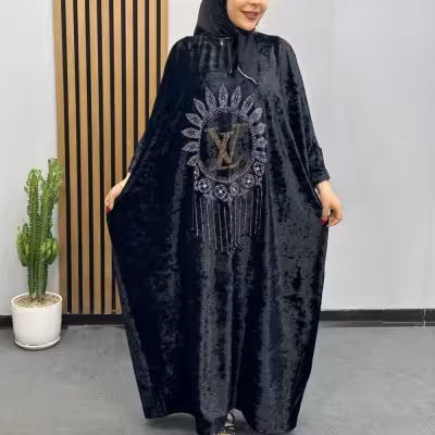 مانتو عبایی مخمل خورشیدی