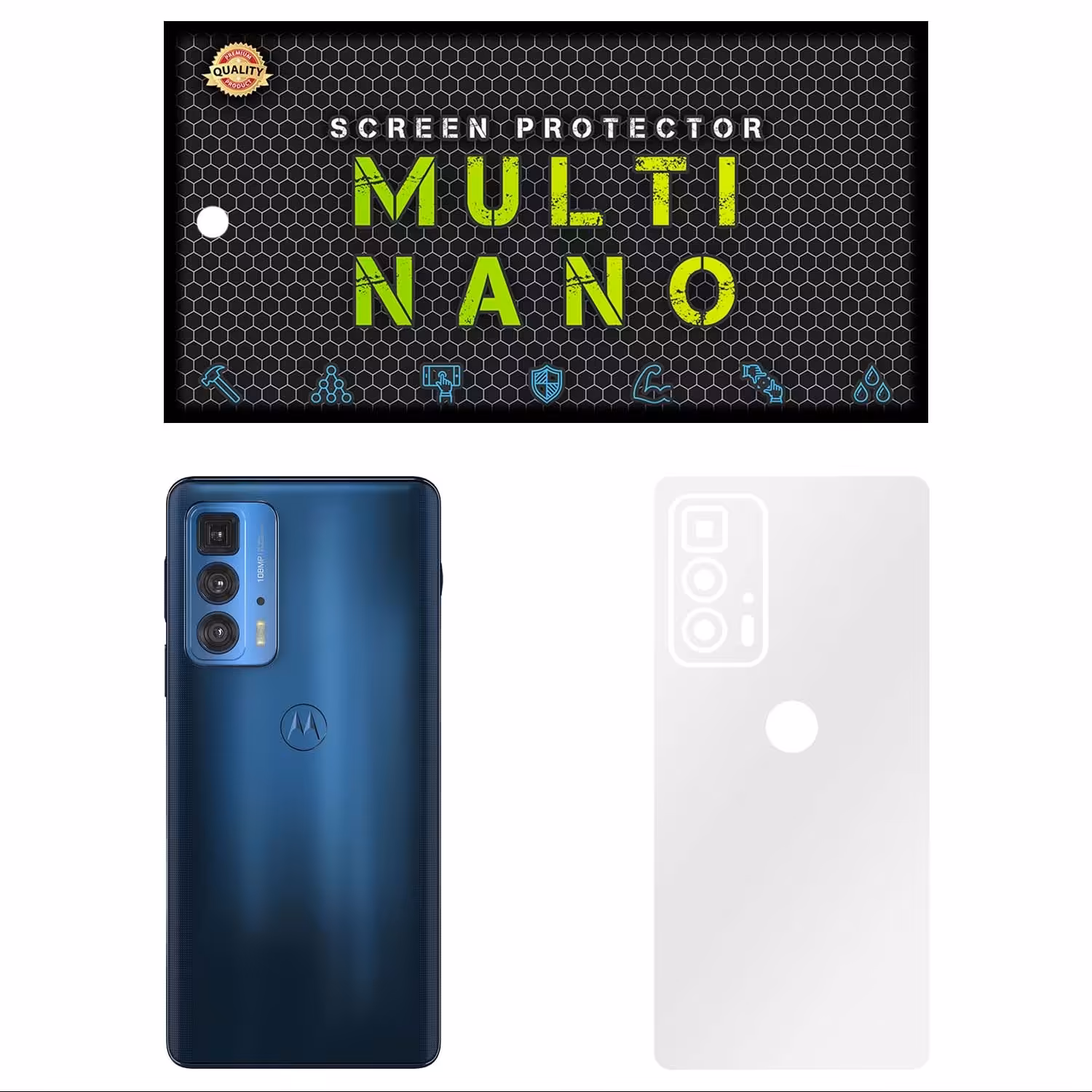 برچسب پوششی MultiNano مدل X-F1M برای پشت موبایل موتورولا Edge 20 Pro سفید مات