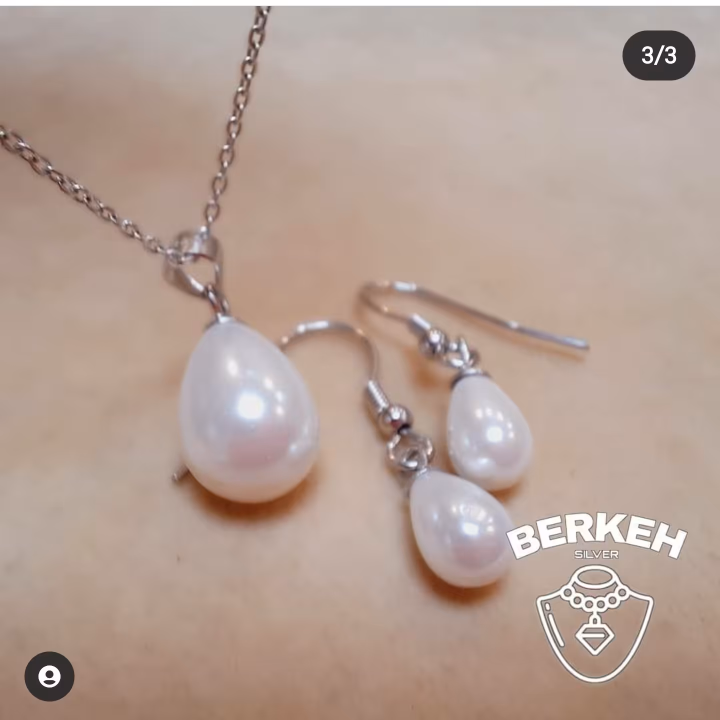 نیم ست نقره با عیار 925 با مراورید سفیدوشیک