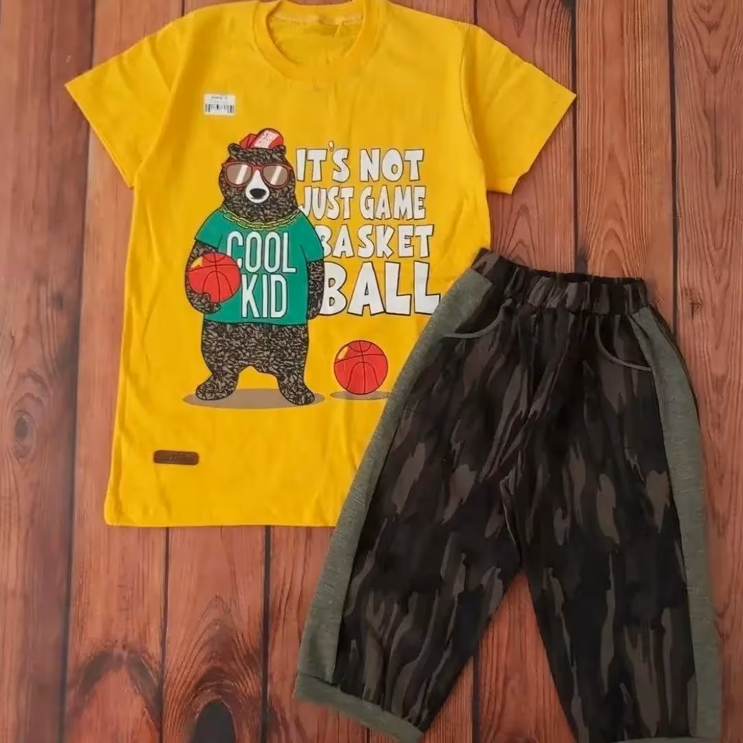 تیشرت شلوارک پسرانه ارتشی خرسی سایز 55و60ارسال رایگان 