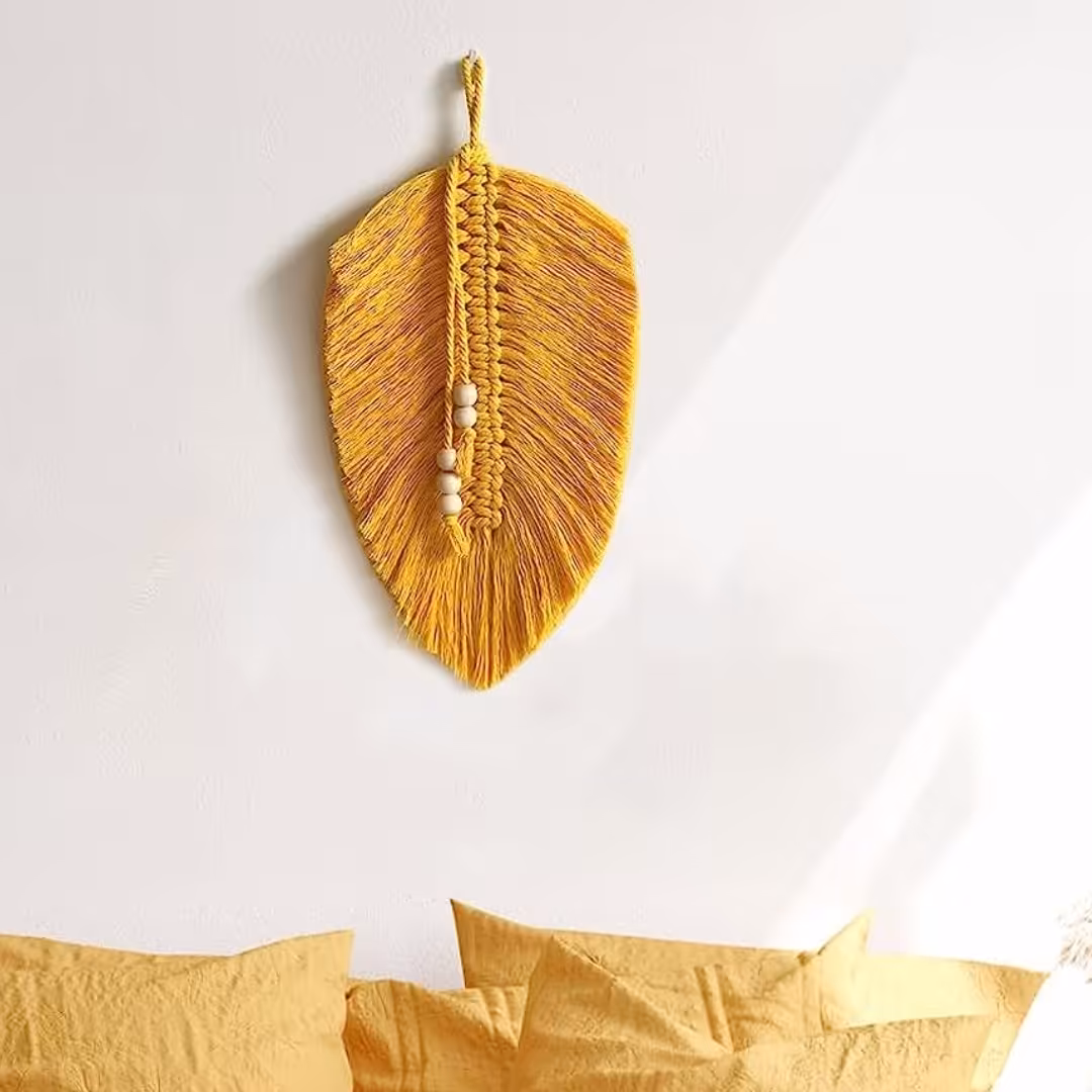 تک برگ مکرومه با مهره چوبی طول برگ 30 سانتی متر برند آرت بیوتی