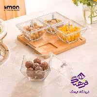اردو لیمون شیشه ای مربع پایه چوبی 4خانه