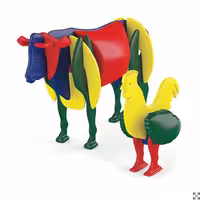 سازوباز  جعبه ای گاو وخروس 