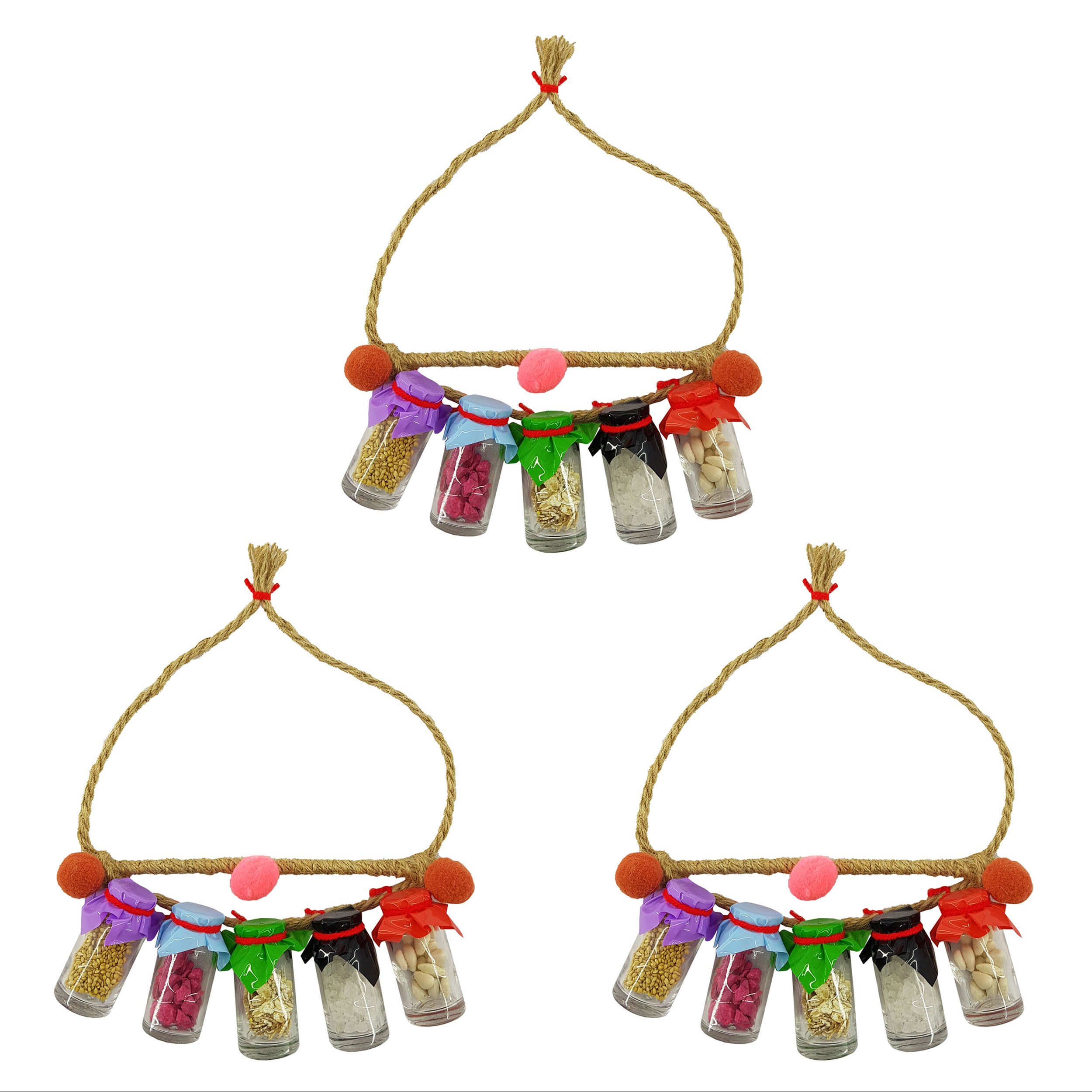 آویز تزیینی برکت اشپزخانه مدل 5 شیشه مجموعه 3 عددی کد TIK1076O