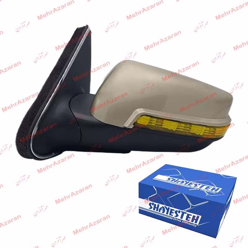 آینه برقی سوکت قدیم پژو پارس با طلق لیمویی و قاب بژ برند SHAYESTEH سمت راننده  

