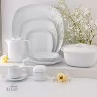 سرویس 98 پارچه چینی زرین طرح لورن پلاتینی 12 نفره