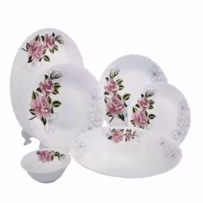 سرویس اوپال 25 پارچه بارانا صورتی گرد پیچ