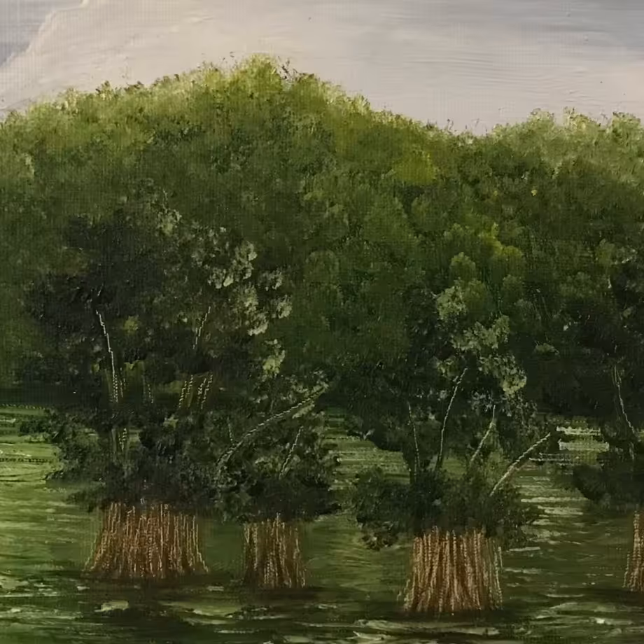 تابلو نقاشی رنگ روغن دریاچه استیل