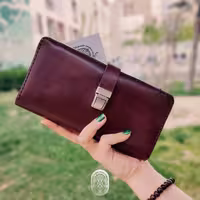 کیف پول چرم طبیعی اسپرت زنانه مردانه  دست دوز آلا مدل  آذر