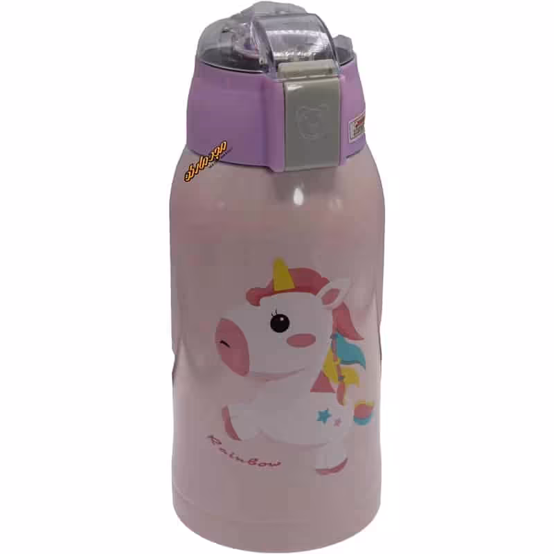 فلاسک دو کاره درجه دار صورتی طرح یونی کورن