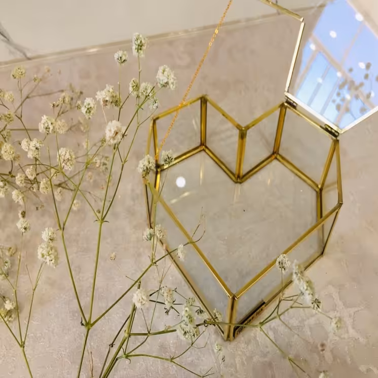 باکس قلب درب دار و فوق العاده شیک رنگ طلایی برنج