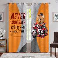 پرده پانچی خرس تدی رنگ نارنجی طوسی WA-2139-s