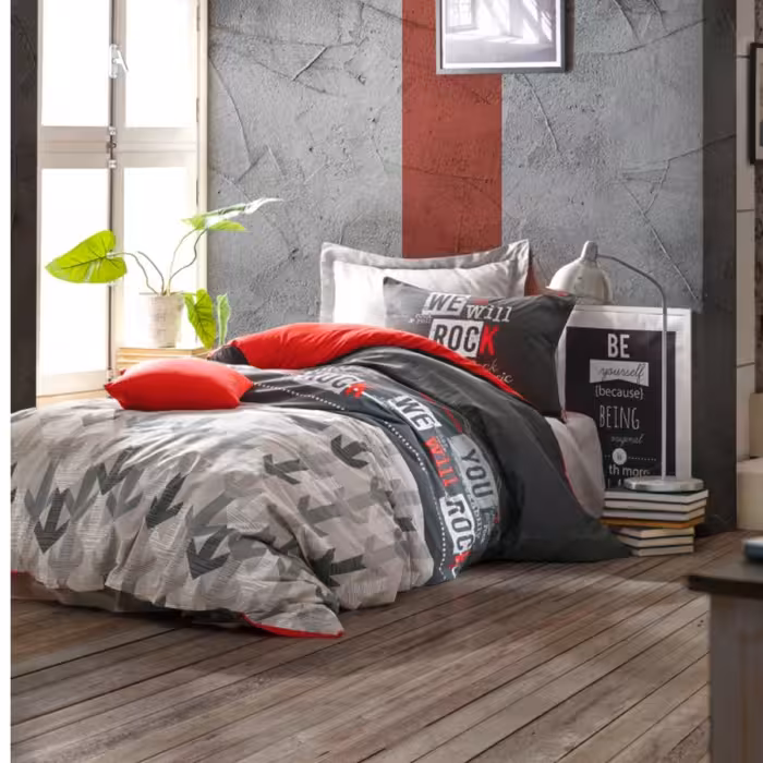 ست ملحفه کاتن باکس مدل Grils-Boys Rock Kirmizi   تکنفره 3 تکه