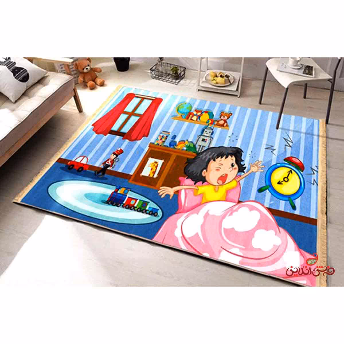فرش ماشینی کودک کلاریس طرح کودک خوابالو کد 100248