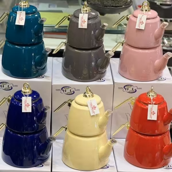 کتری قوری لعابی رنگی