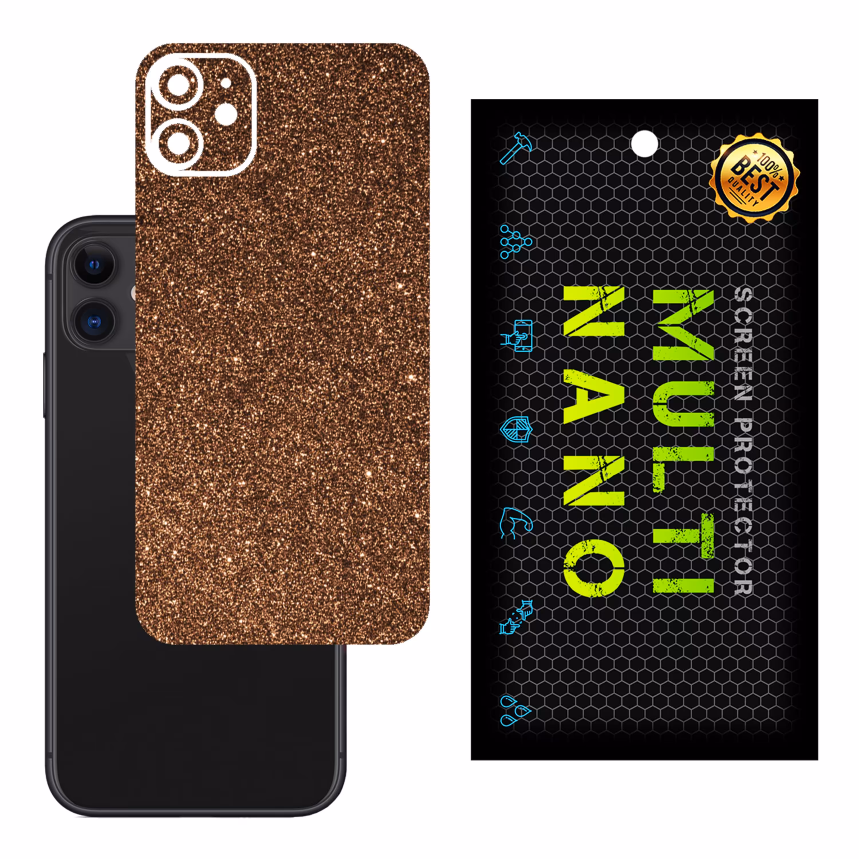 برچسب پوششی MultiNano مدل X-G1F-Bronze برای پشت موبایل اپل iPhone 11