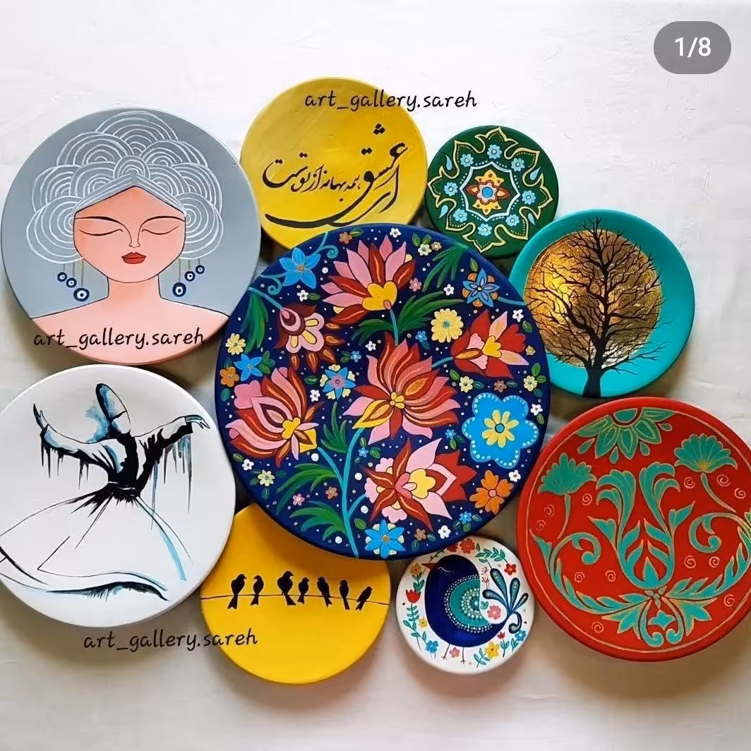 بشقاب دیوارکوب تزیینی (نقاشی شده با دست )