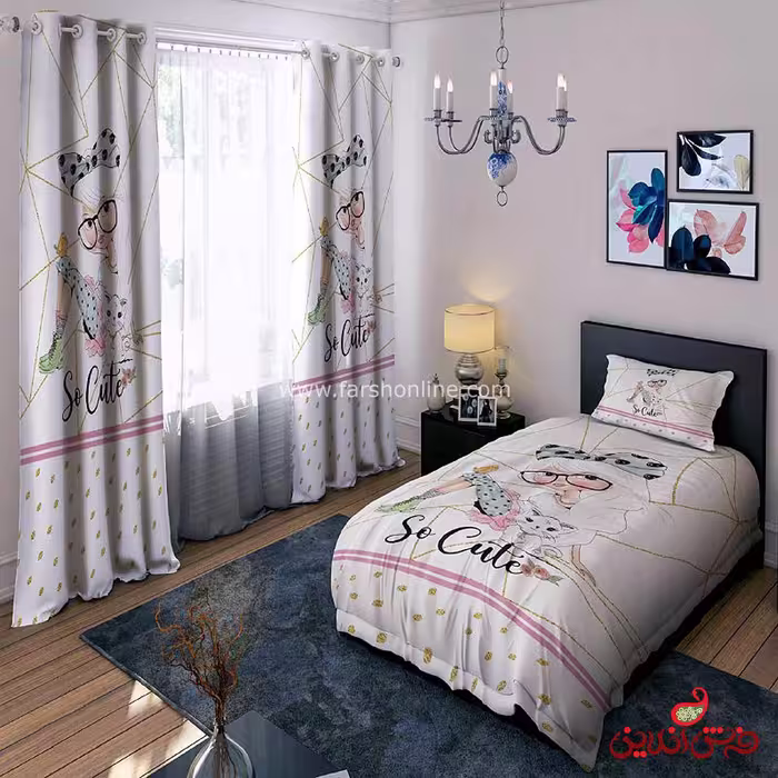 روتختی  طرح دختر عینکی و گربه کد 15373
