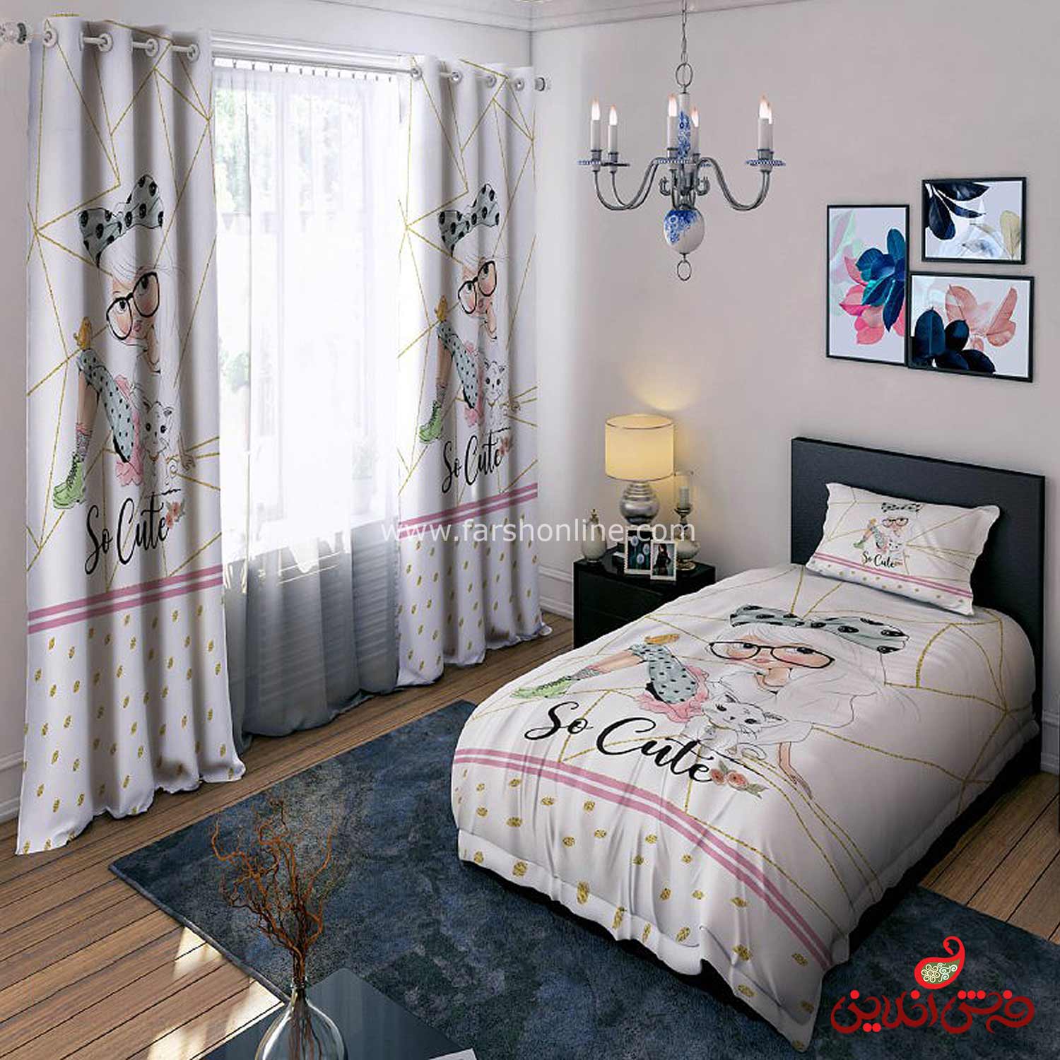 روتختی طرح دختر عینکی و گربه کد 15373