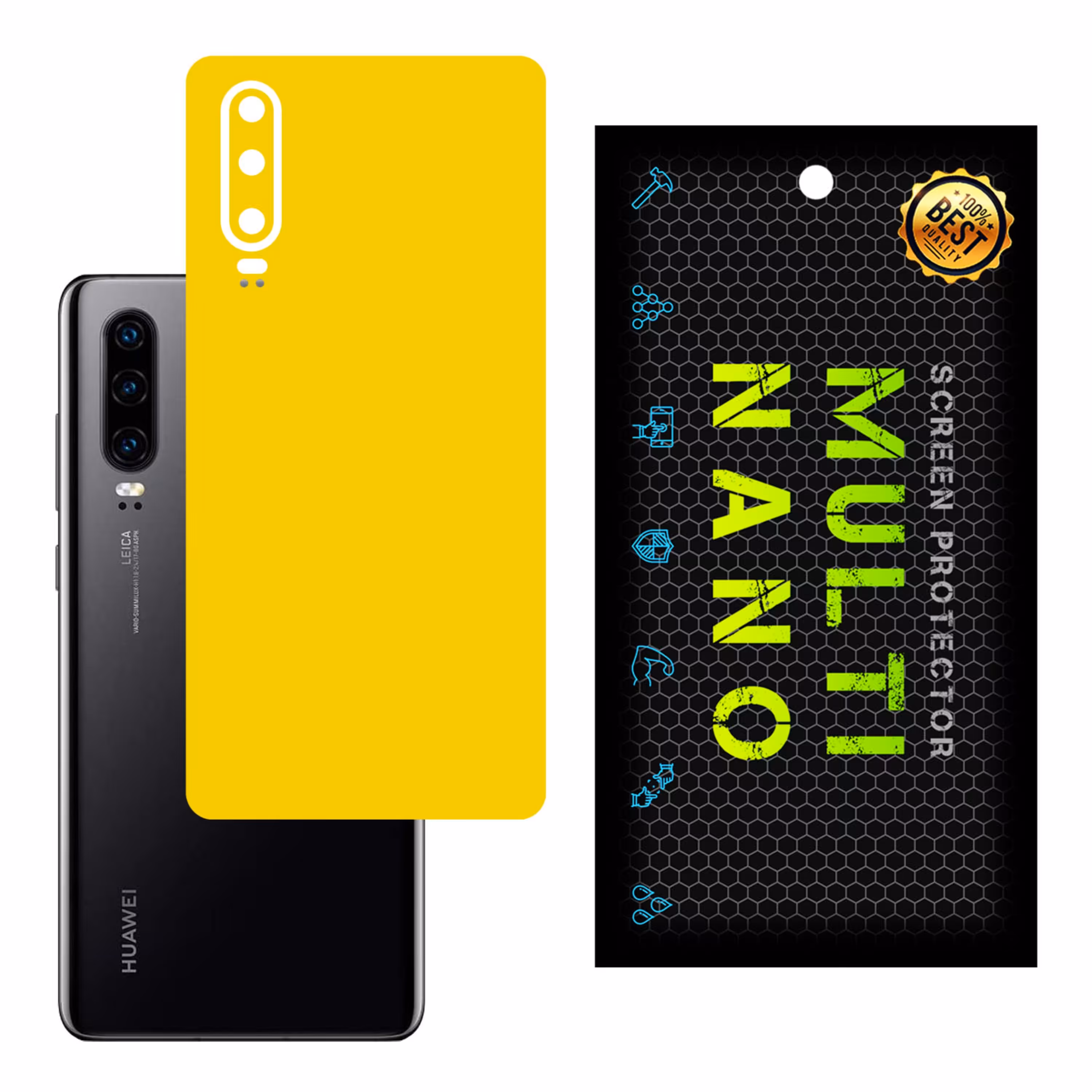برچسب پوششی MultiNano مدل X-F1M-Yellow برای پشت موبایل هواوی P30